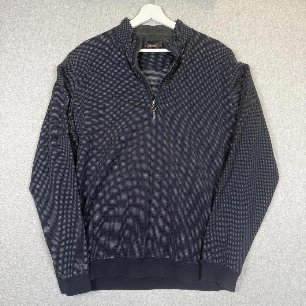 J. Mclaughlin Men's Size Large Blue Pima Cotton 1/4 Zip Pullover Jacket
